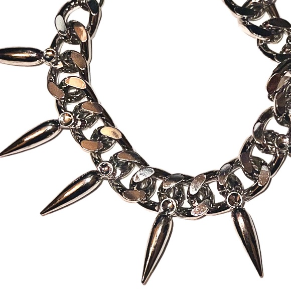 Punk Glam Spherical Spiked Silver Chain Link Bracelet - Picture 5 of 10